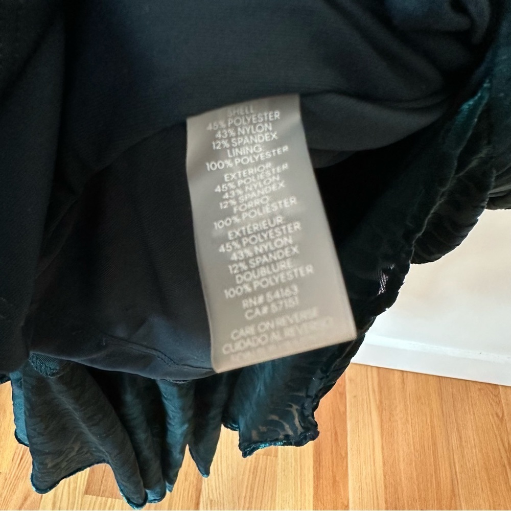 Calvin Klein | Dark Green Burnout Velvet Puff-Sleeve Dress Size 8 - Picture 10 of 12